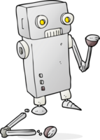 hand drawn cartoon broken robot png