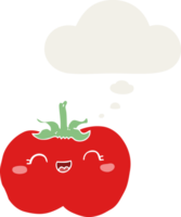 cartoon tomato with thought bubble in retro style png