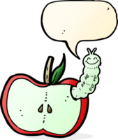 cartoon apple with bug with speech bubble png