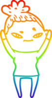 rainbow gradient line drawing of a cartoon woman png