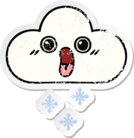 distressed sticker of a cute cartoon snow cloud png