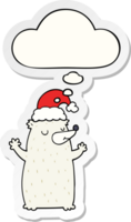 cute cartoon christmas bear with thought bubble as a printed sticker png
