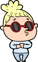 cartoon woman wearing sunglasses png