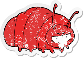 distressed sticker of a cartoon bug png