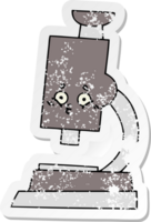 distressed sticker of a cute cartoon microscope png