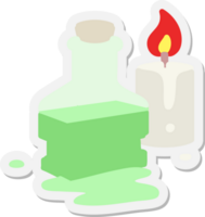 magic potion in fancy bottle with candle sticker png