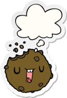 cartoon cookie with thought bubble as a printed sticker png