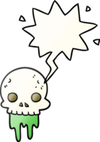 cartoon spooky halloween skull with speech bubble in smooth gradient style png