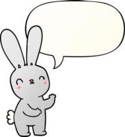 mignonne dessin animé lapin avec discours bulle dans lisse pente style png