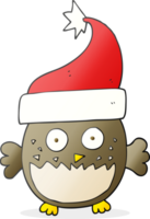 mano disegnato cartone animato gufo indossare Natale cappello png