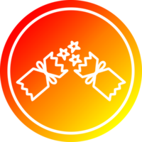 explodiert Weihnachten Cracker kreisförmig Symbol mit warm Gradient Fertig png