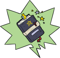 cartoon witch's book of spells with speech bubble png