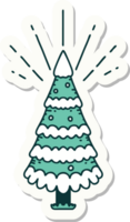 sticker of a tattoo style snow covered pine tree png