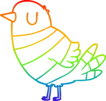 rainbow gradient line drawing of a cartoon bird png