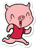 sticker of a happy cartoon pig png