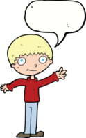 cartoon happy waving boy with speech bubble png