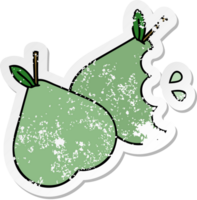 distressed sticker of a cute cartoon green pear png