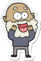 sticker of a cartoon crazy happy man with beard gasping png