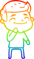 rainbow gradient line drawing of a happy cartoon man png