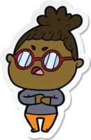 sticker of a cartoon annoyed woman png