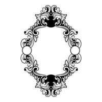 negro y blanco florido Clásico marco vector