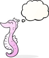 hand drawn thought bubble cartoon seahorse png