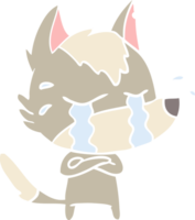 flat color style cartoon crying wolf png