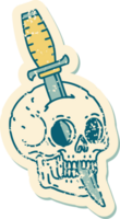 iconic distressed sticker tattoo style image of a skull png