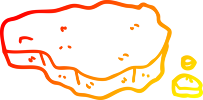 warm gradient line drawing of a cartoon old rock png