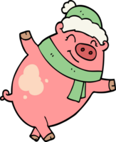 karikaturschwein, das weihnachtsmütze trägt png