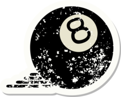 distressed sticker tattoo in traditional style of 8 ball png