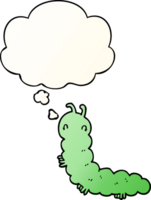 cartoon caterpillar with thought bubble in smooth gradient style png