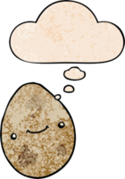 cartoon egg with thought bubble in grunge texture style png