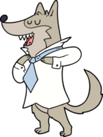 cartoon office wolf getting dressed png