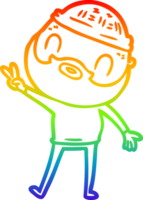 rainbow gradient line drawing of a cartoon bearded man png