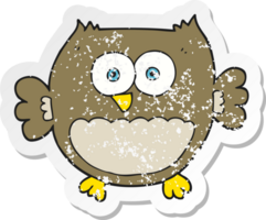 retro distressed sticker of a cartoon owl png