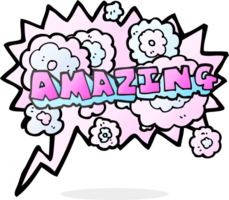 hand drawn speech bubble cartoon amazing word png