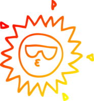 chaud pente ligne dessin de une dessin animé Soleil png