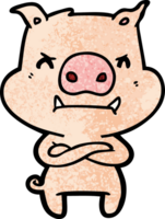 cochon de bande dessinée en colère png