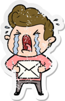 pegatina angustiada de un hombre llorando de dibujos animados png