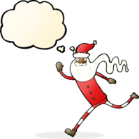 cartoon running santa with thought bubble png