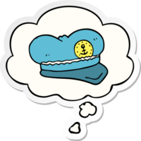 cartoon sailor hat with thought bubble as a printed sticker png
