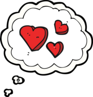 hand drawn thought bubble cartoon hearts png