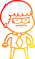 warm gradient line drawing of a cartoon annoyed man png