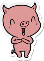 sticker of a happy cartoon pig png