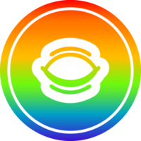 fermé œil circulaire icône avec arc en ciel pente terminer png