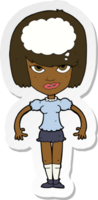 sticker of a cartoon woman with idea png