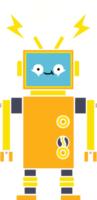 flat color retro cartoon of a malfunctioning robot png