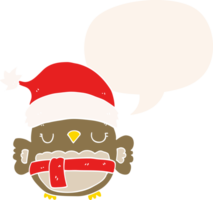 cute christmas owl with speech bubble in retro style png