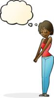 cartoon content woman with thought bubble png